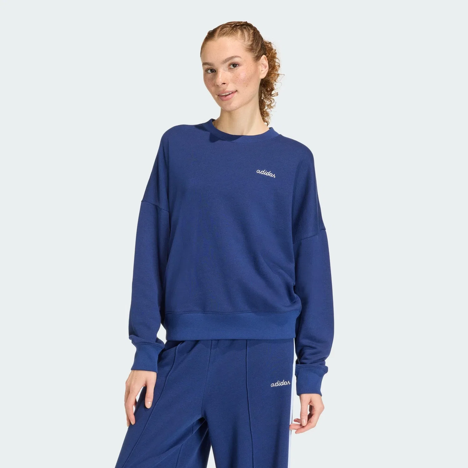 Женский хлопковый свитшот Seasonal Essentials Colorpop Adidas, Dunkelblau Weiss — фото 2