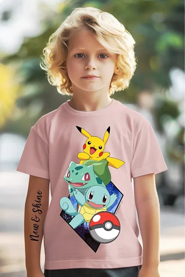 Детская футболка с принтом Pokemon Oversized Children's T-Shirt New Shine, Pink