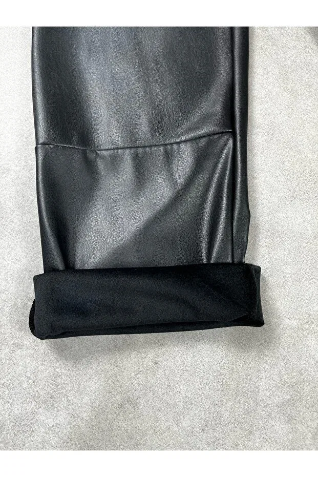 Детские брюки для девочек из искусственной кожи Minimoda Kids, Black — фото 2