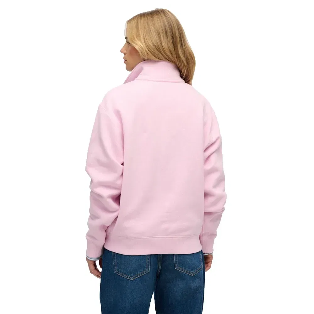 Худи Superdry Essential Logo Embroidered half zip, розовый — фото 2