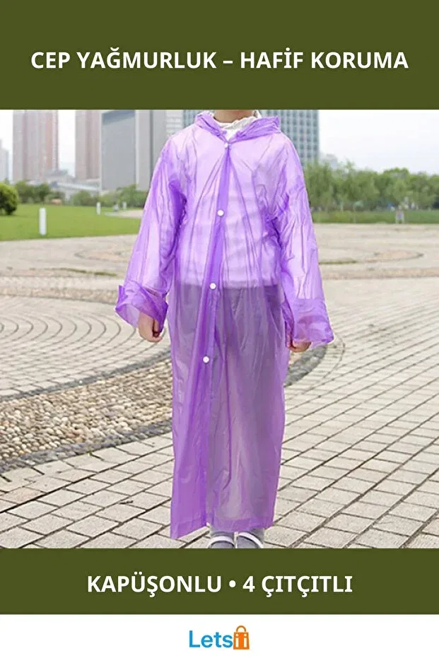 Детский дождевик с длинным рукавом Hooded nylon pocket raincoat waterproof, durable, unisex Letsii, Multicolor