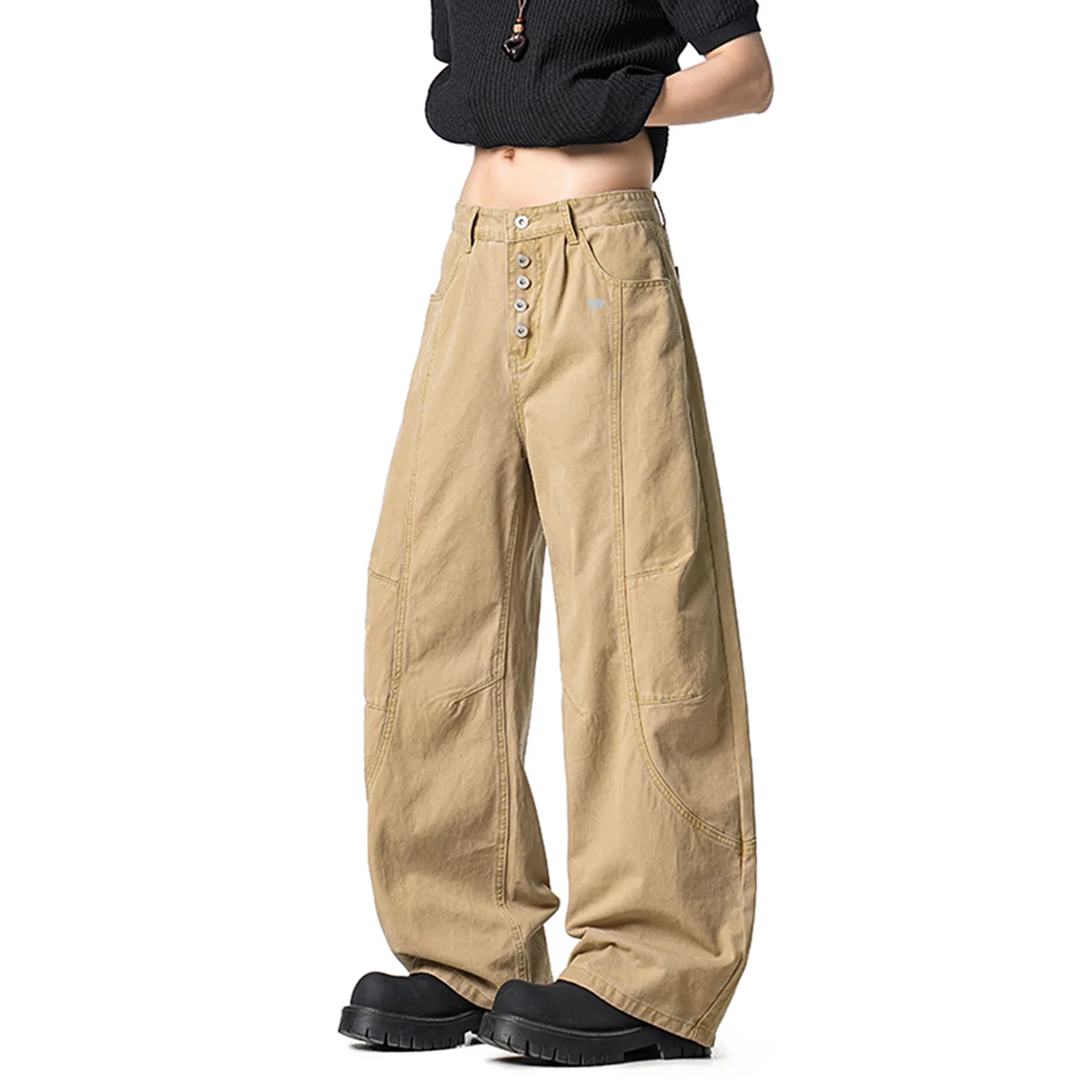 Детские джинсы прямого кроя, Unisex Thin Straight Fit Pants, Light Khaki (DIY Badge) WARRIOR
