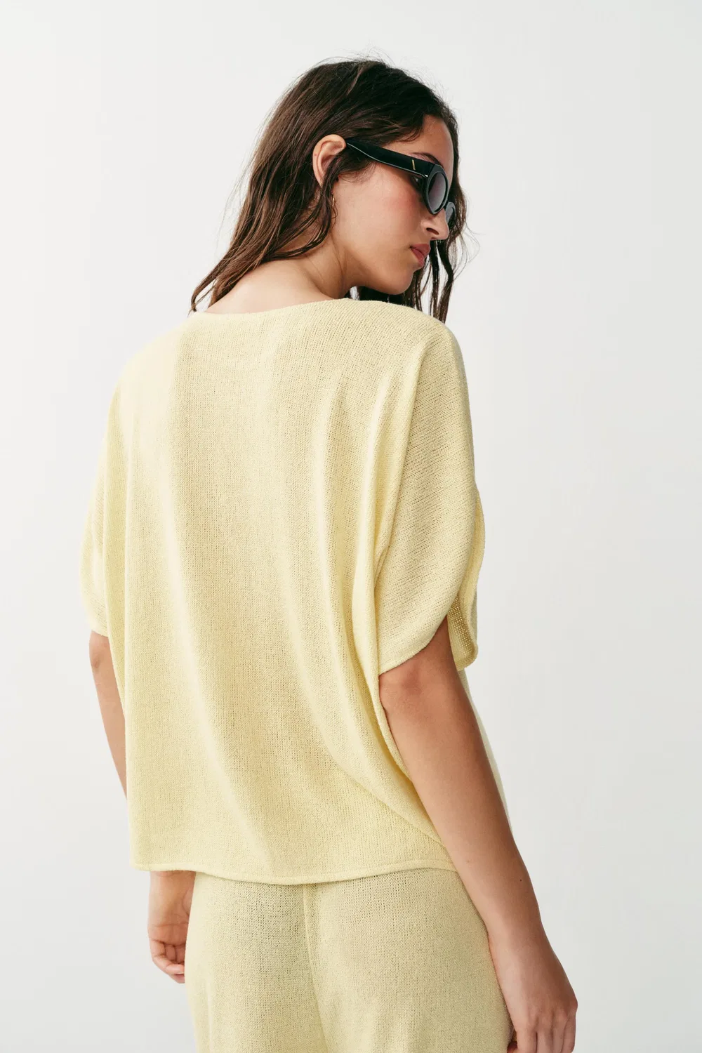РУБАШКА С РУКАВАМИ-НАКИДКОЙ В СТИЛЕ РУСТИК ZARA, Light Yellow — фото 4