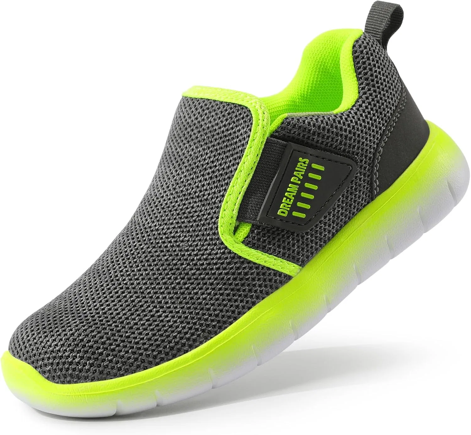 Детские кроссовки для мальчиков слипоны DREAM PAIRS, Grey/Neon