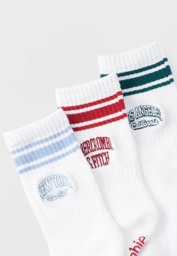 Комплект из 3 пар носков Varsity Crew унисекс Abercrombie & Fitch, белый/красный/синий — фото 2