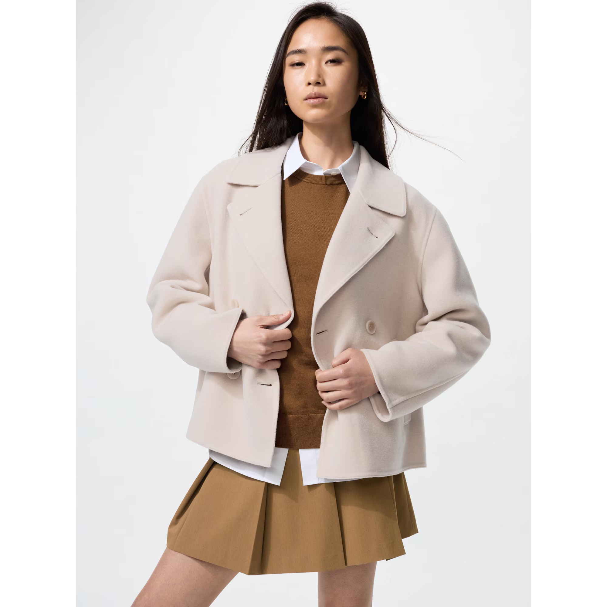 

Короткое пальто Uniqlo женское, 30 кремовый, Бежевый, Короткое пальто Uniqlo женское, 30 кремовый