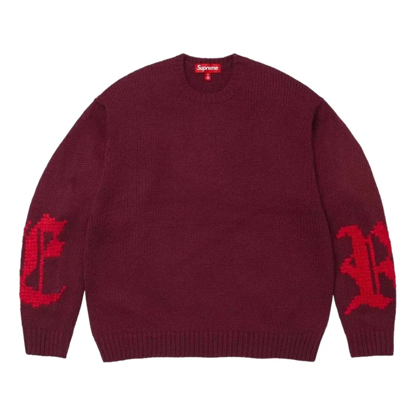 Мужской свитер FW26 Cross Stitch Logo Sweater 'Burgundy' Supreme, бордовый — фото 2