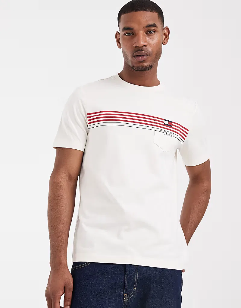 Футболка regular fit с полосой на груди Tommy Hilfiger, белый