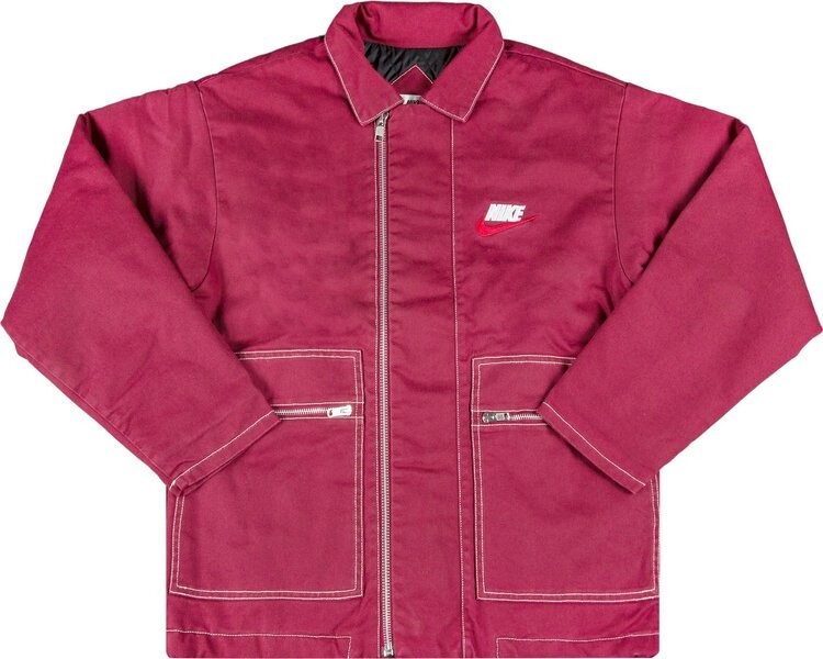 

Куртка Supreme x Nike Double Zip Quilted Work Jacket 'Burgundy', красный