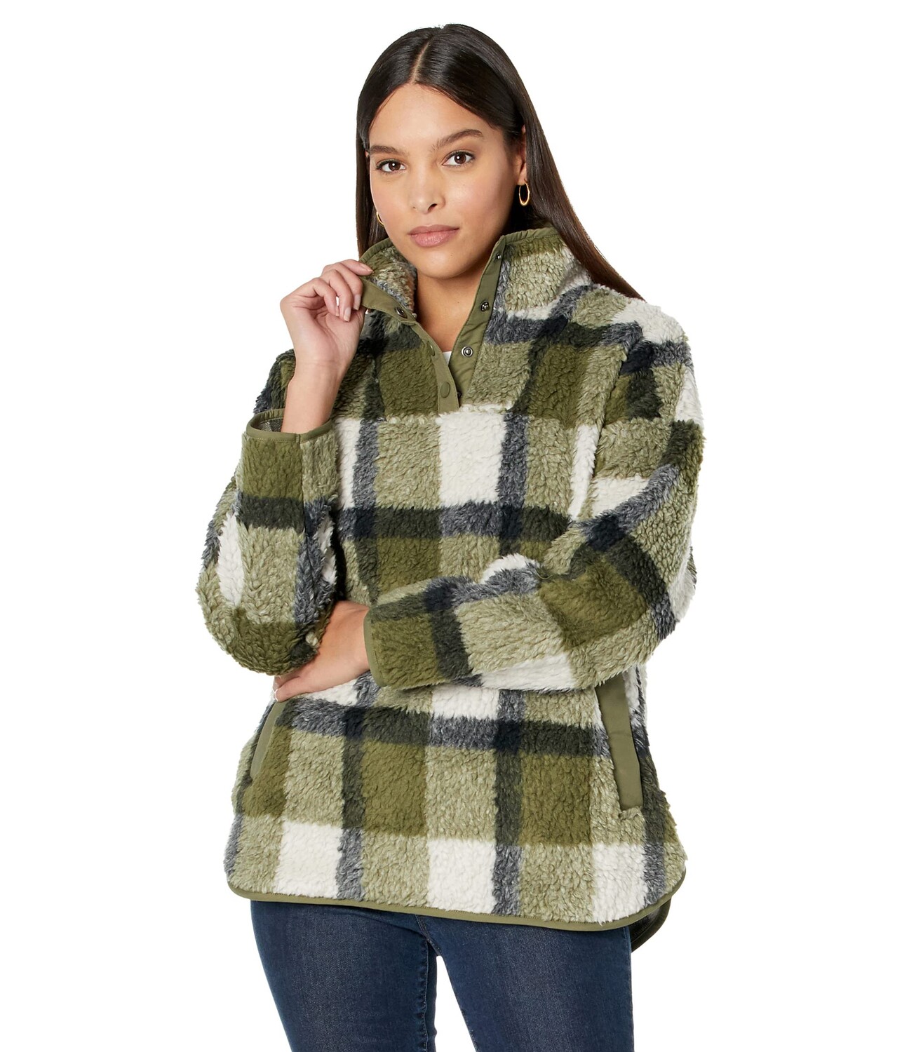 

Худи Madewell, (Re)sourced Sherpa Popover Tunic Jacket in Plaid, Серый, Худи Madewell, (Re)sourced Sherpa Popover Tunic Jacket in Plaid