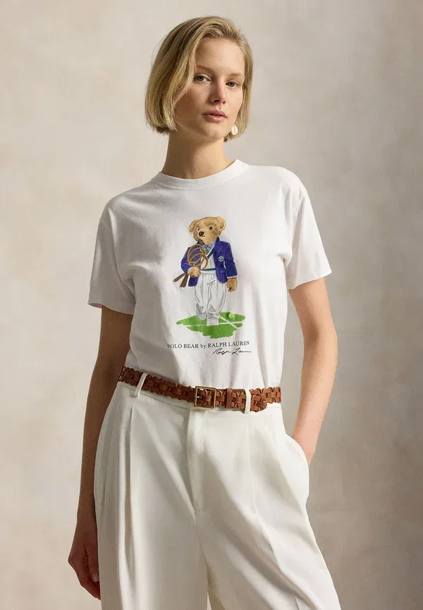 Футболка хлопковая Wimbledon polo bear jersey tee Polo Ralph Lauren, белый