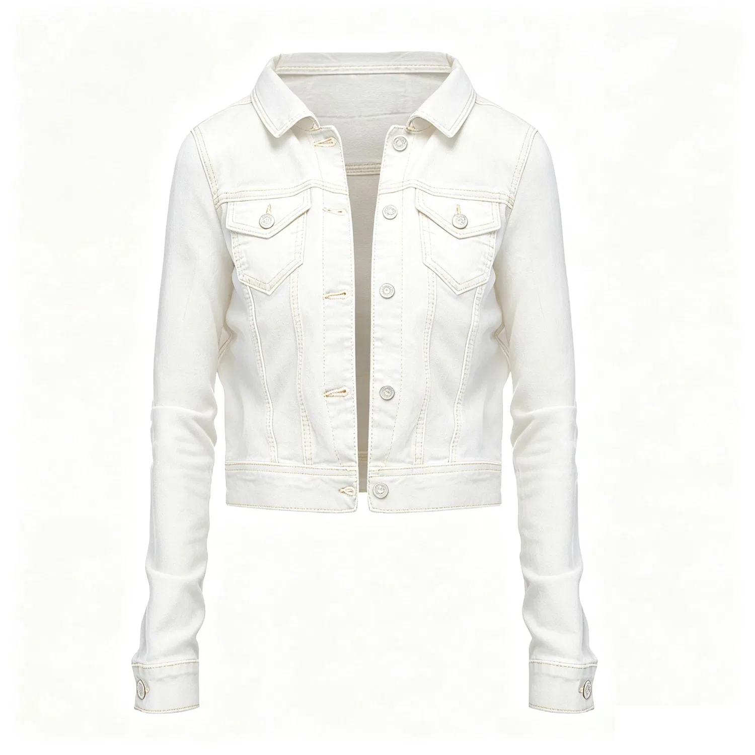 Женское джинсовое пальто slim fit с эластаном, Bianco — фото 4