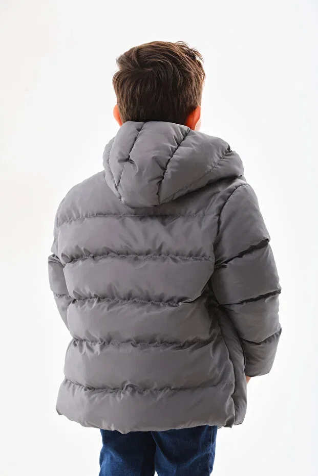 Детская зимняя куртка-пуховик для девочек с капюшоном RB-400 Generic Brands, Anthracite — фото 4