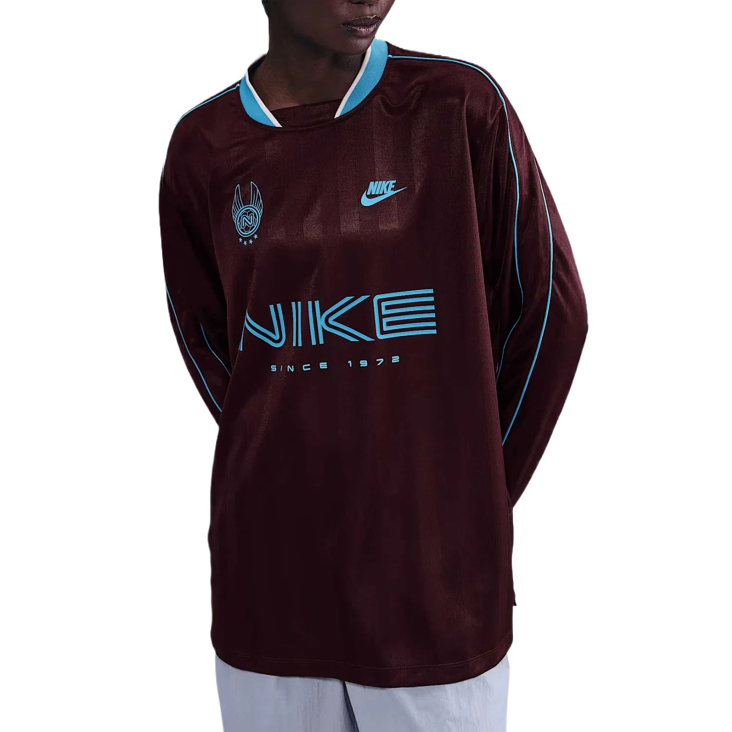 Женский лонгслив из джерси с длинным рукавом Nike, Burgundy Shredding