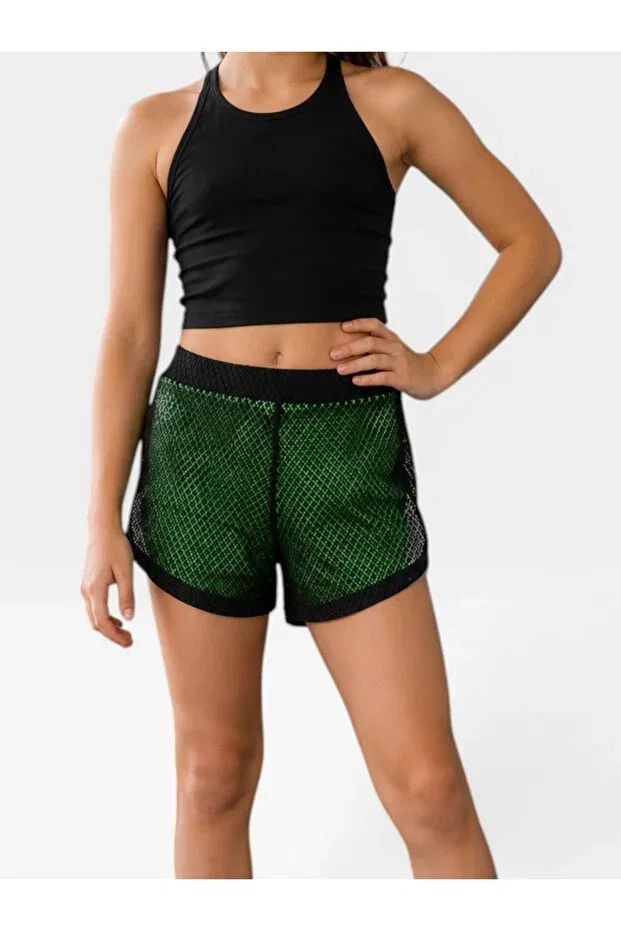 Детские шорты для девочек с принтом Floral mesh neon green shorts She Can Wear, Green