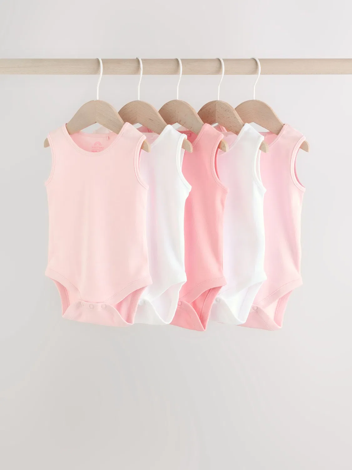 Комплект боди 5 шт, Essential Vest Next, розовый/белый