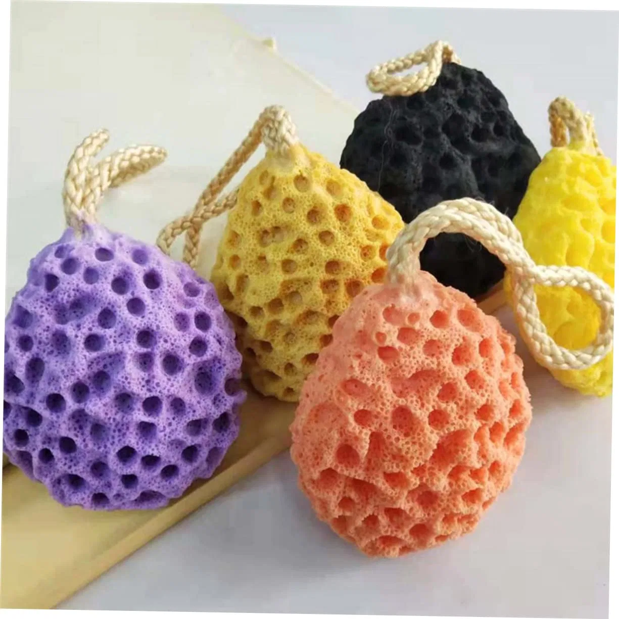 Набор мочалок для тела Honeycomb Bath Sponge, 3 шт., WRITWAA, 85 г, Yellow — фото 4