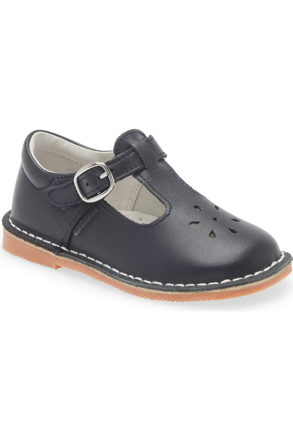 Детские туфли T-strap на кожаной подкладке Joy Classic L'AMOUR, темно синий