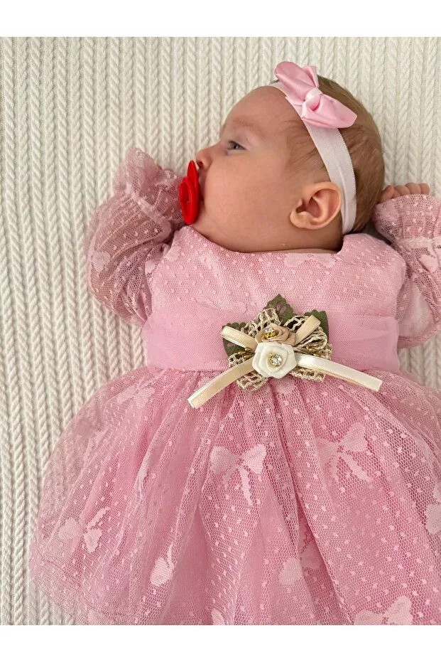 Детское платье для девочек с длинным рукавом (5 штук) Pileki Baby, Pink — фото 2
