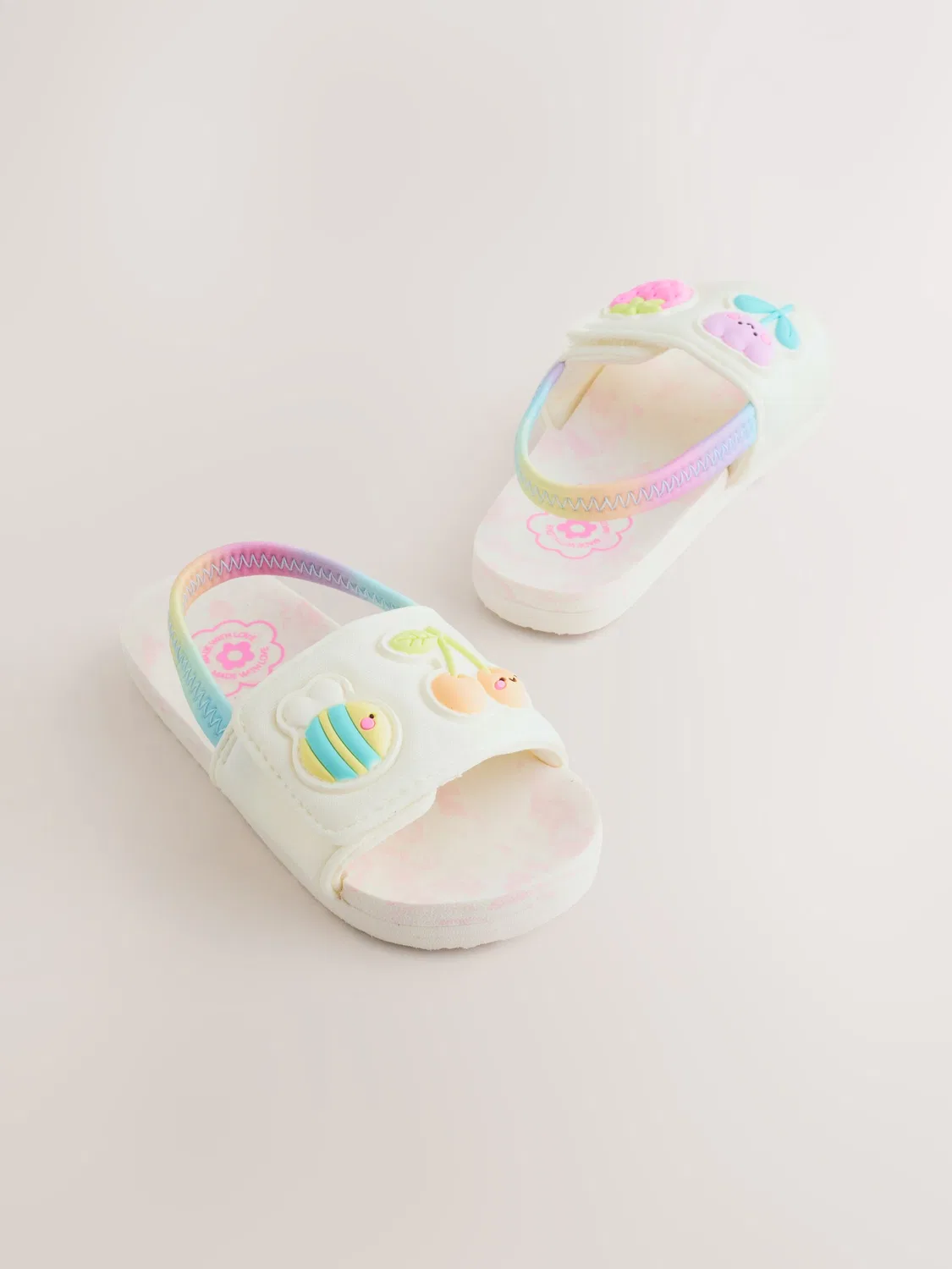 Сандалии с регулируемой фиксацией, Elastic Back Sliders Next, бело-розовые
