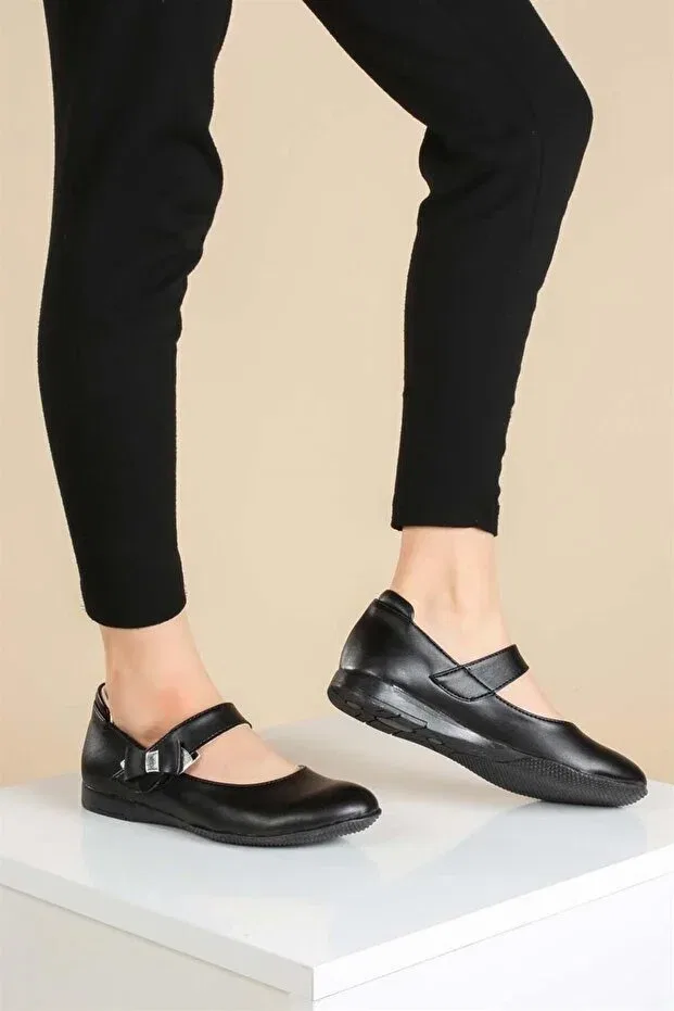 Детские балетки для девочек из натуральной кожи Fast Step, Black