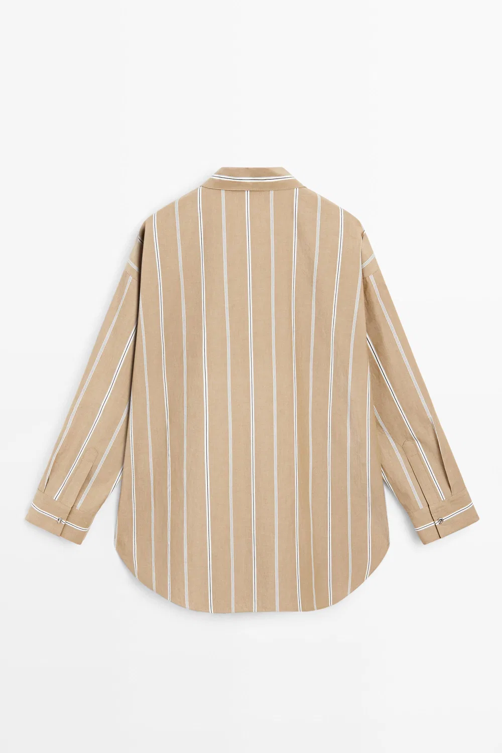 Полосатая рубашка с пуговицами Massimo Dutti, коричневый — фото 3