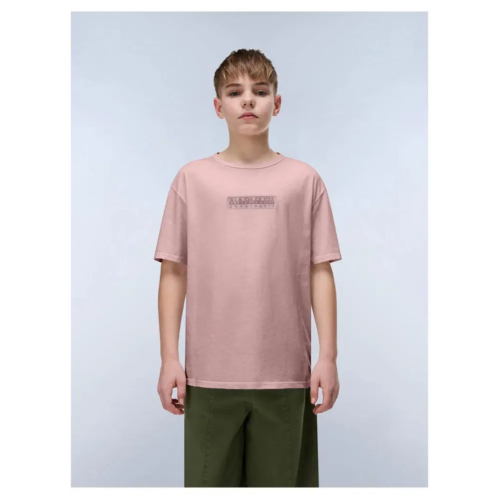 Детская футболка с принтом New Box Logo Napapijri, Pink