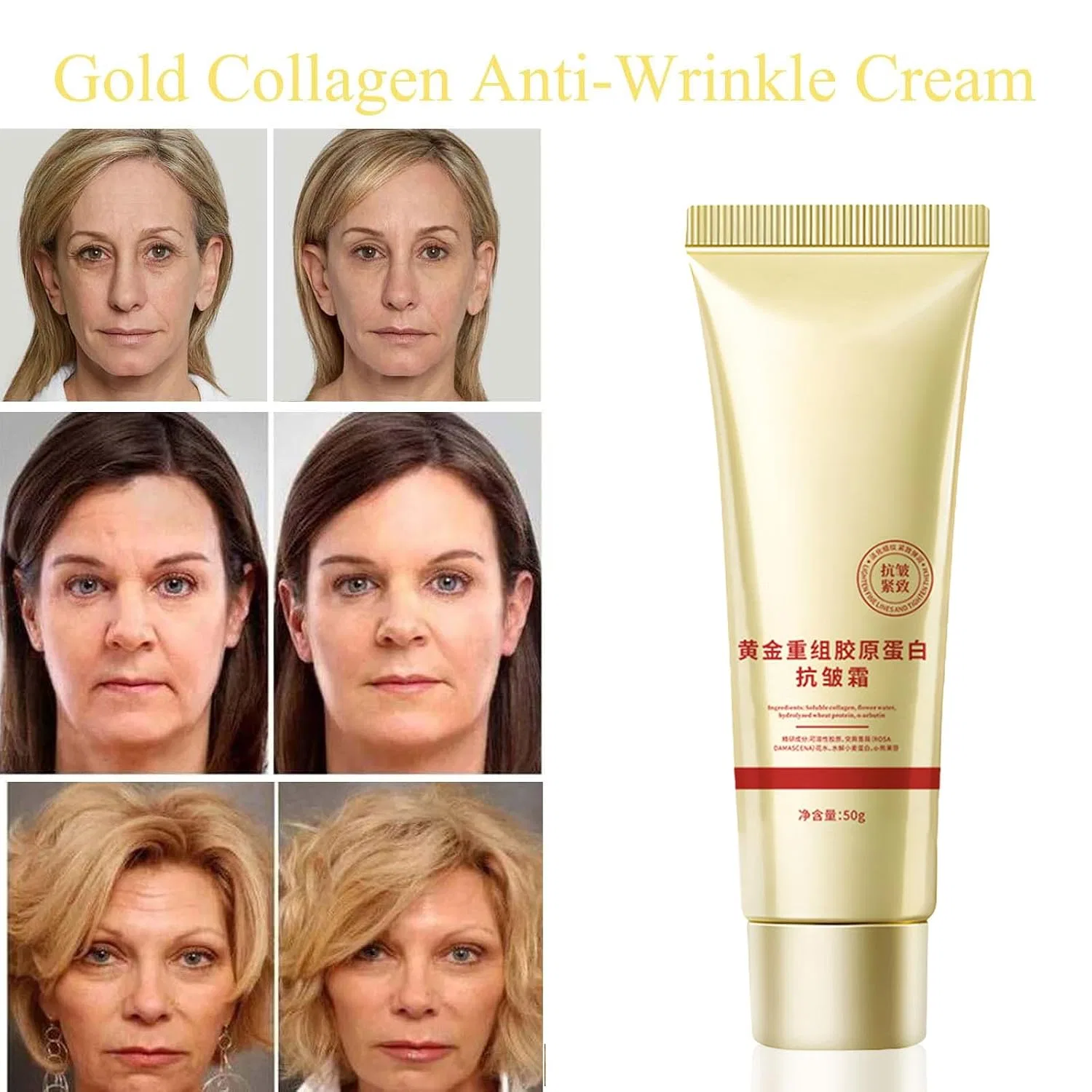 Крем для лица Anti-Wrinkle с коллагеном и золотом, Generisch, 50 г — фото 2