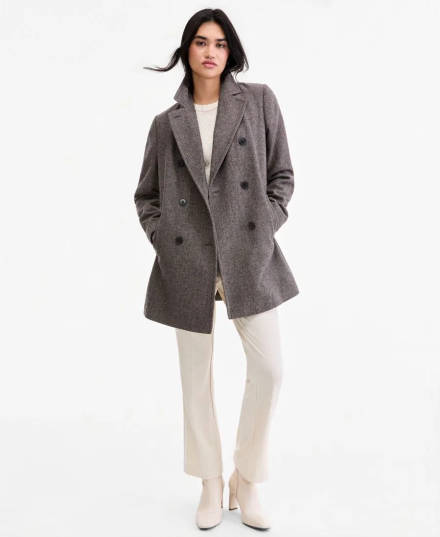 Пальто двубортное Women's Double-Breasted Pea Coat Calvin Klein, Birdseye Woven
