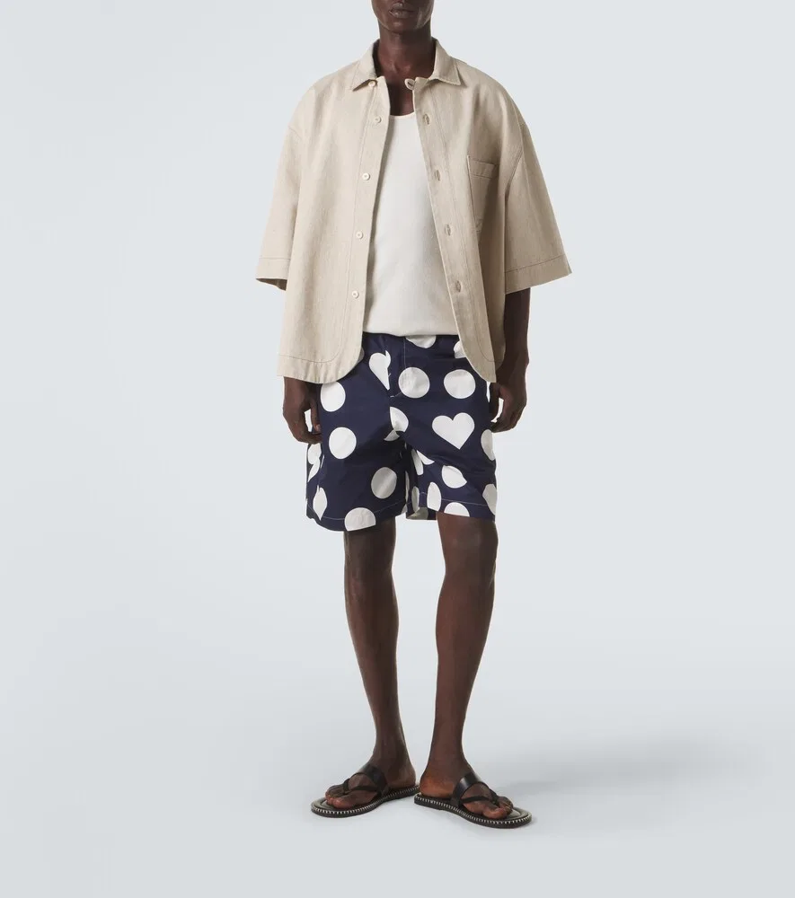 Шорты Caleçon из хлопкового поплина в горошек Jacquemus, синий — фото 2