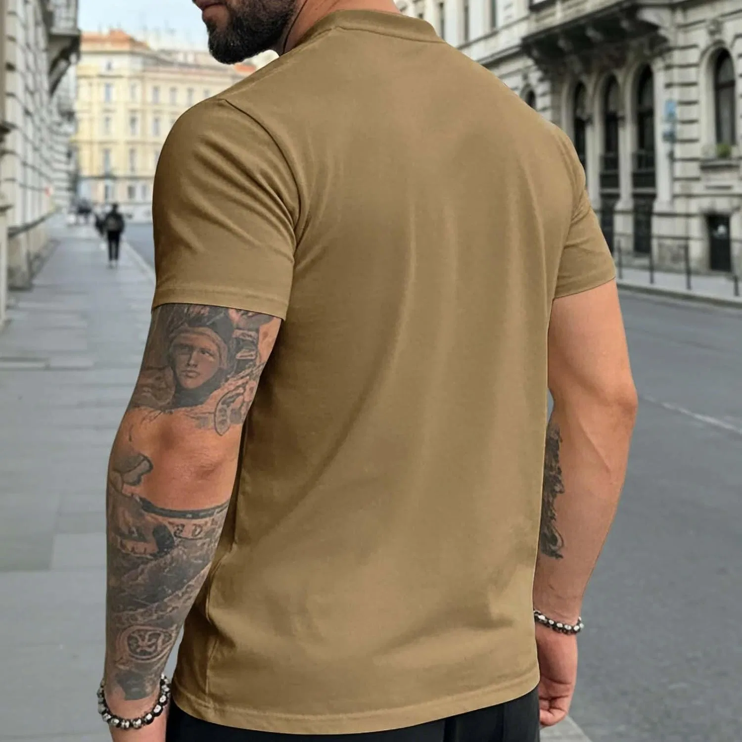 Мужская тренировочная футболка с впитыванием влаги, Solid, Khaki — фото 3