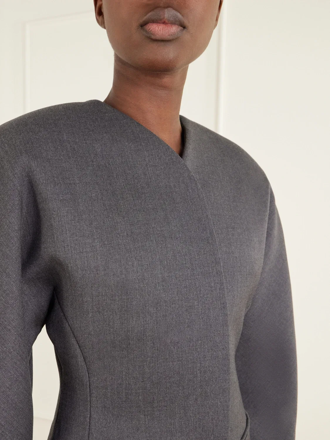 Блейзер из хлопковой саржи La Veste Ovalo Jacquemus, серый — фото 4