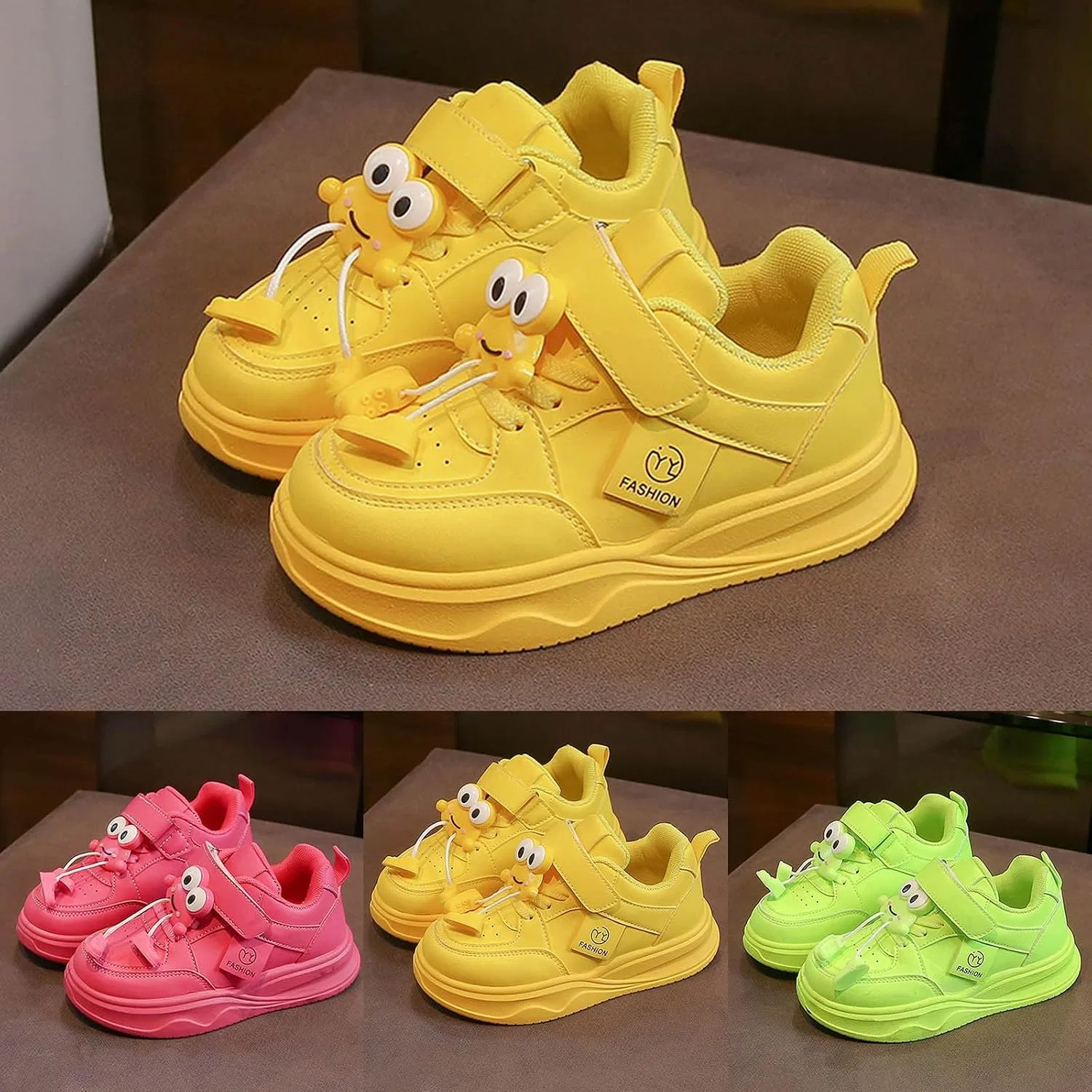 Детские кроссовки для мальчиков с принтом животных, Yellow — фото 2
