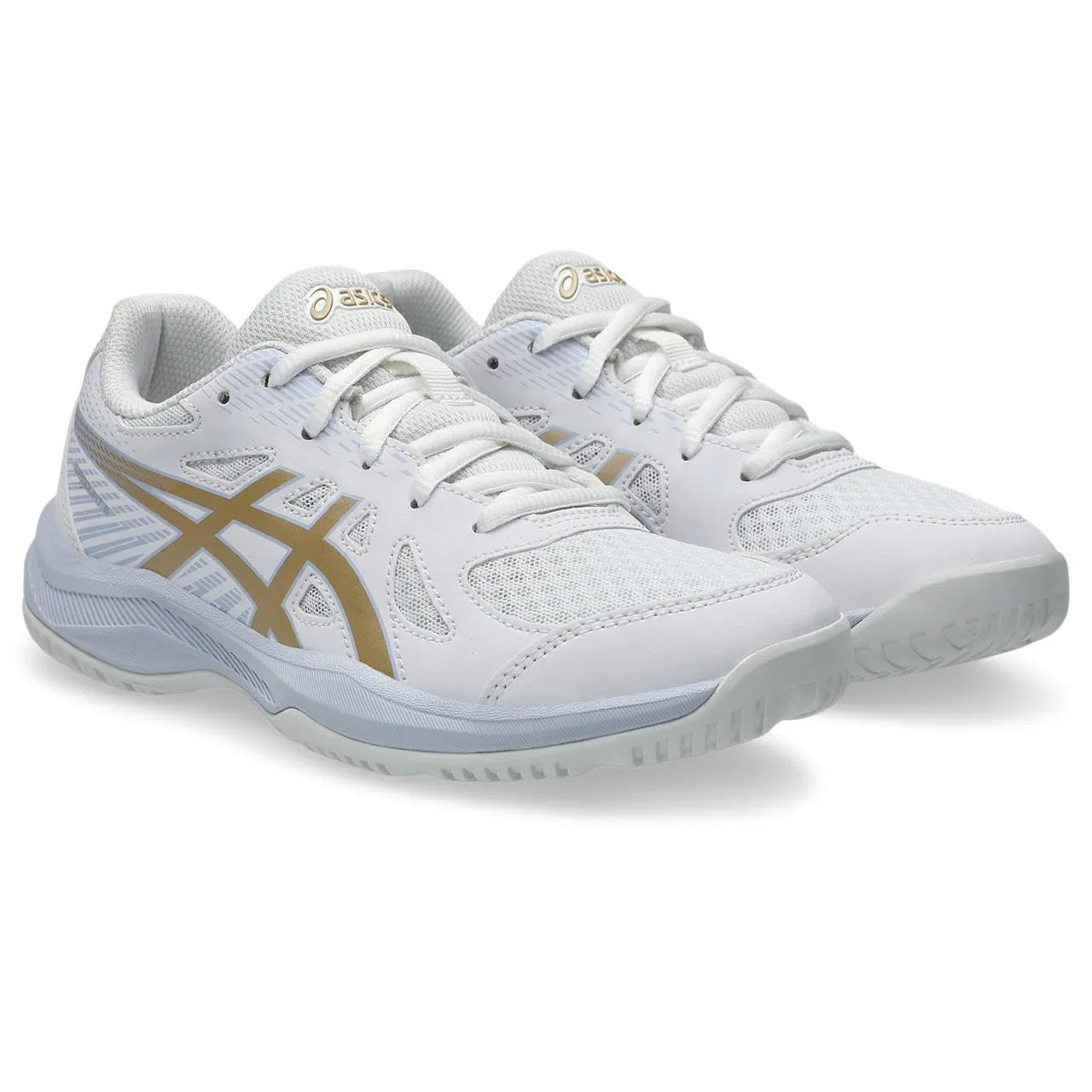 Детские кроссовки для мальчиков с шнуровкой Upcourt 6 Gs ASICS, White/Champagne
