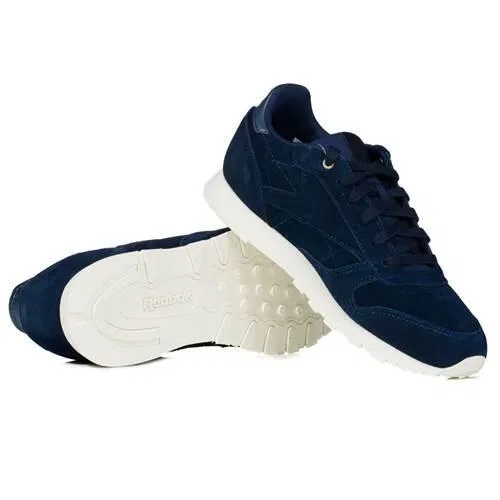 Детские кожаные полуботинки на шнуровке Reebok CL Leather Mcc, Navyblau — фото 3