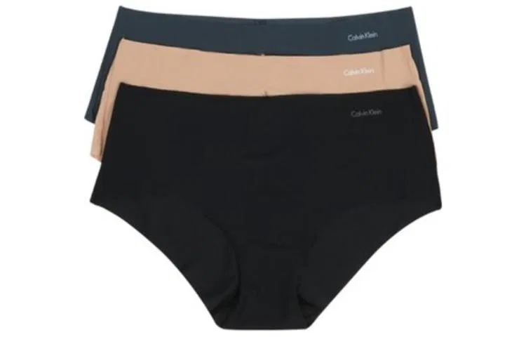 Женские трусы-слипы комплект из 3 Calvin Klein, Black/Skin/Blue