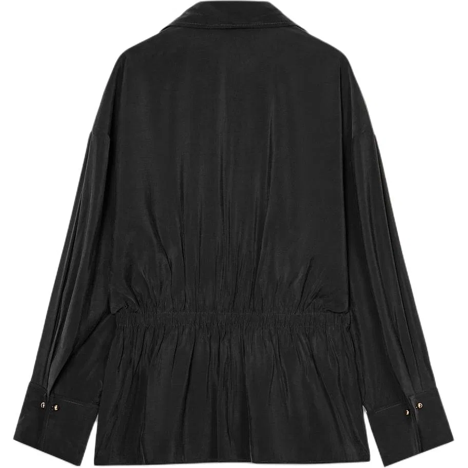 Женская рубашка с V-образным вырезом Black ZARA, Black — фото 3