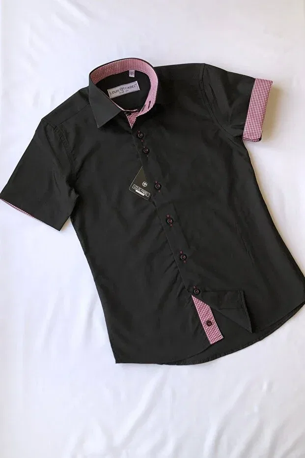 Детская рубашка для мальчиков с принтом Louis Kids, Black-Red