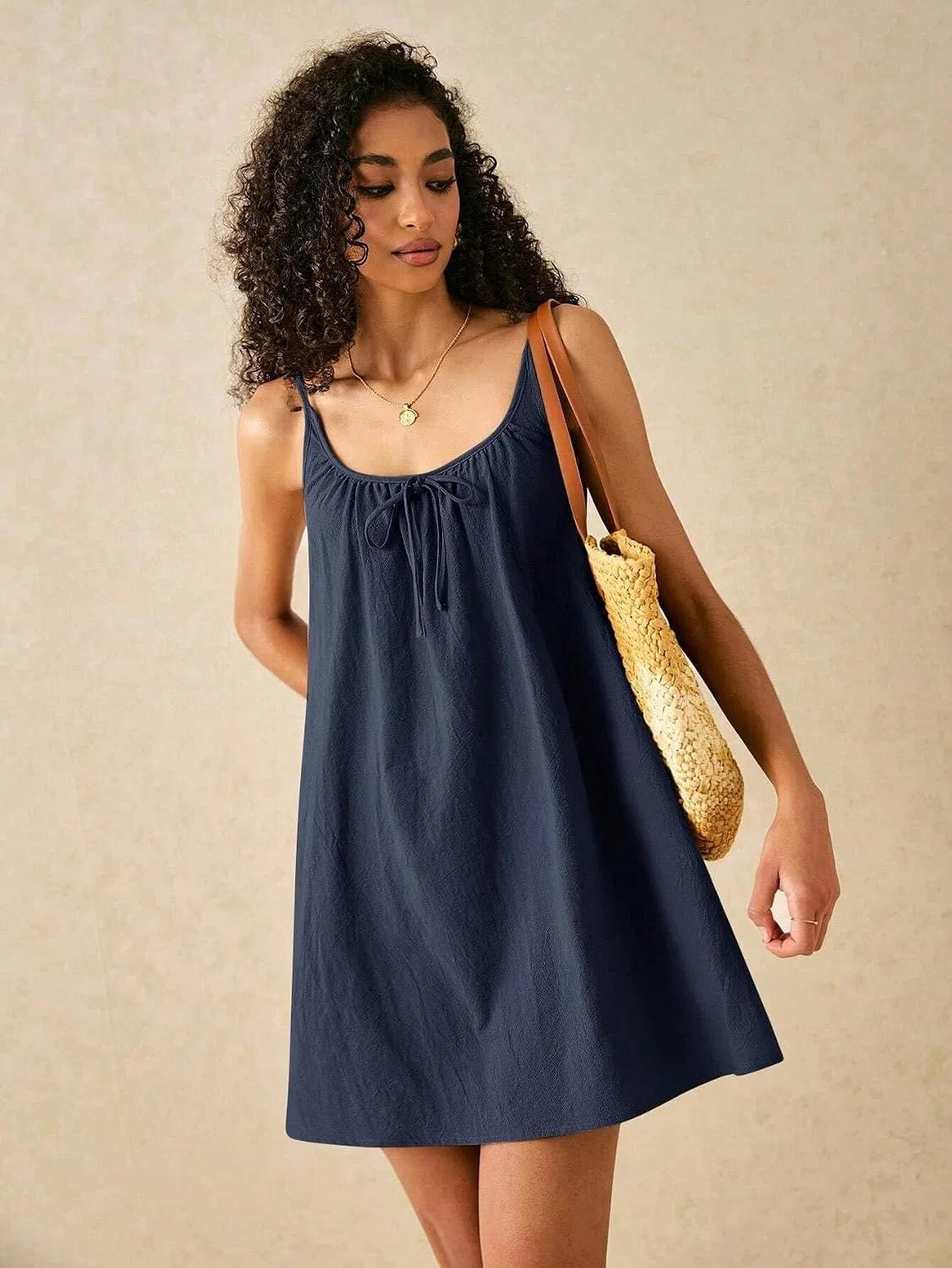 Женское повседневное платье на бретелях, Navy Blue — фото 2