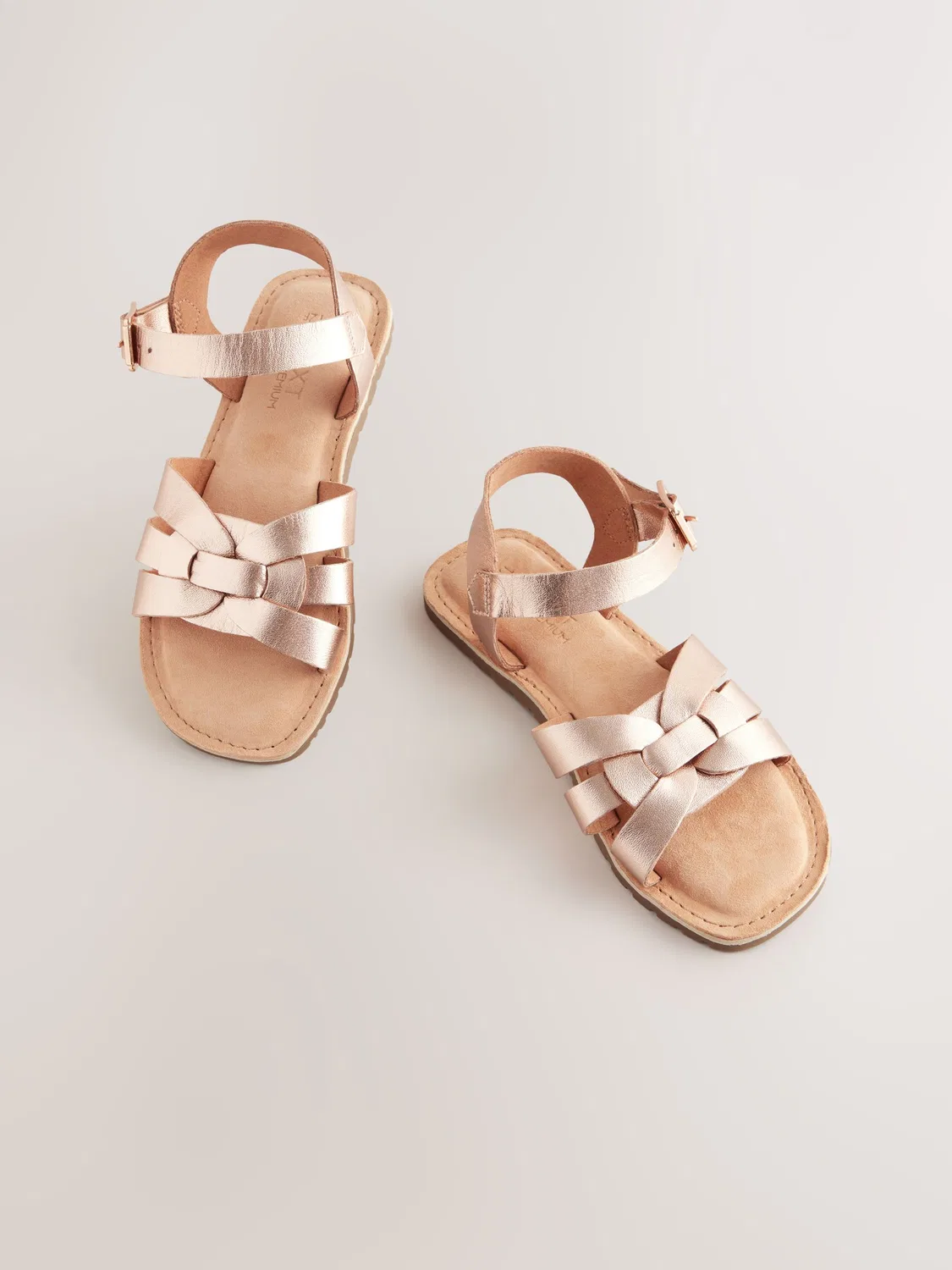 Сандалии кожаные плетеные Next, Rose Gold