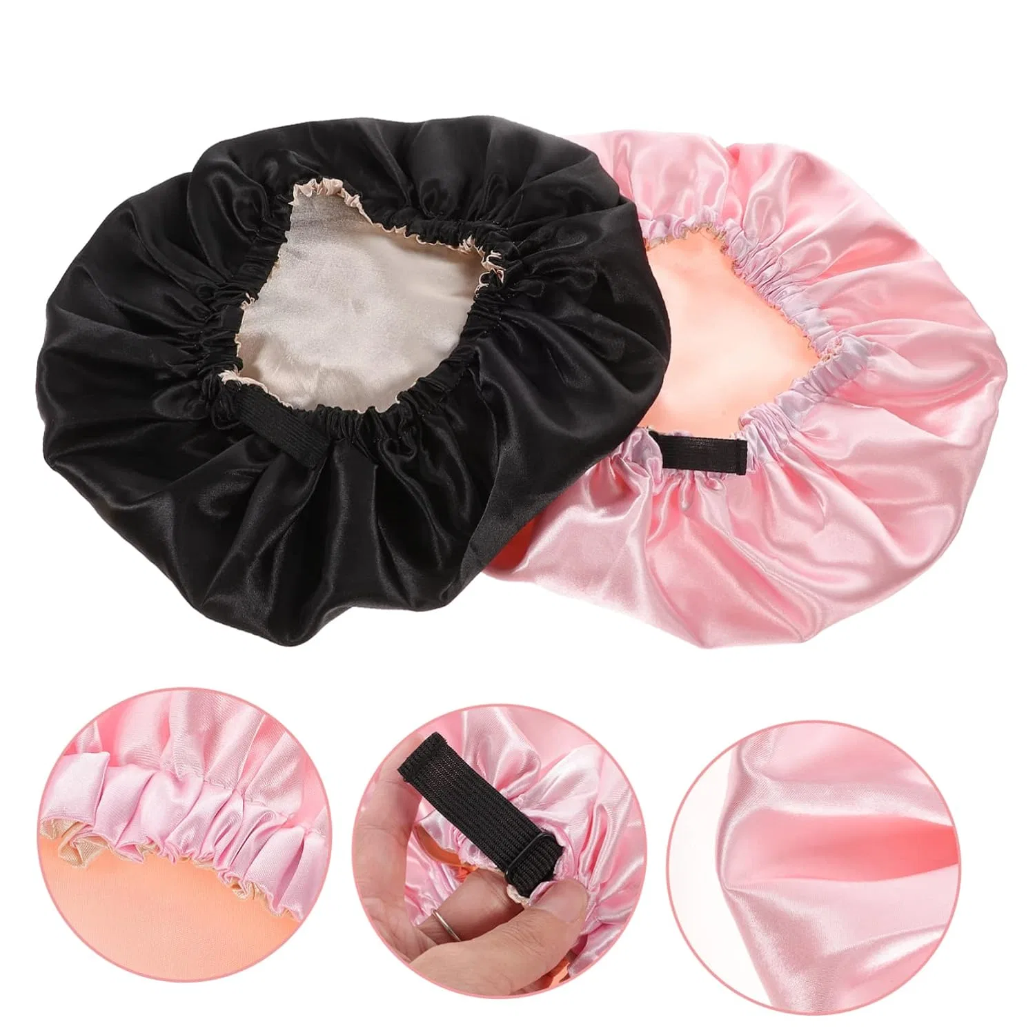 Набор шапочек для душа, 2 шт, COLLBATH, Satin, Black-pink — фото 3