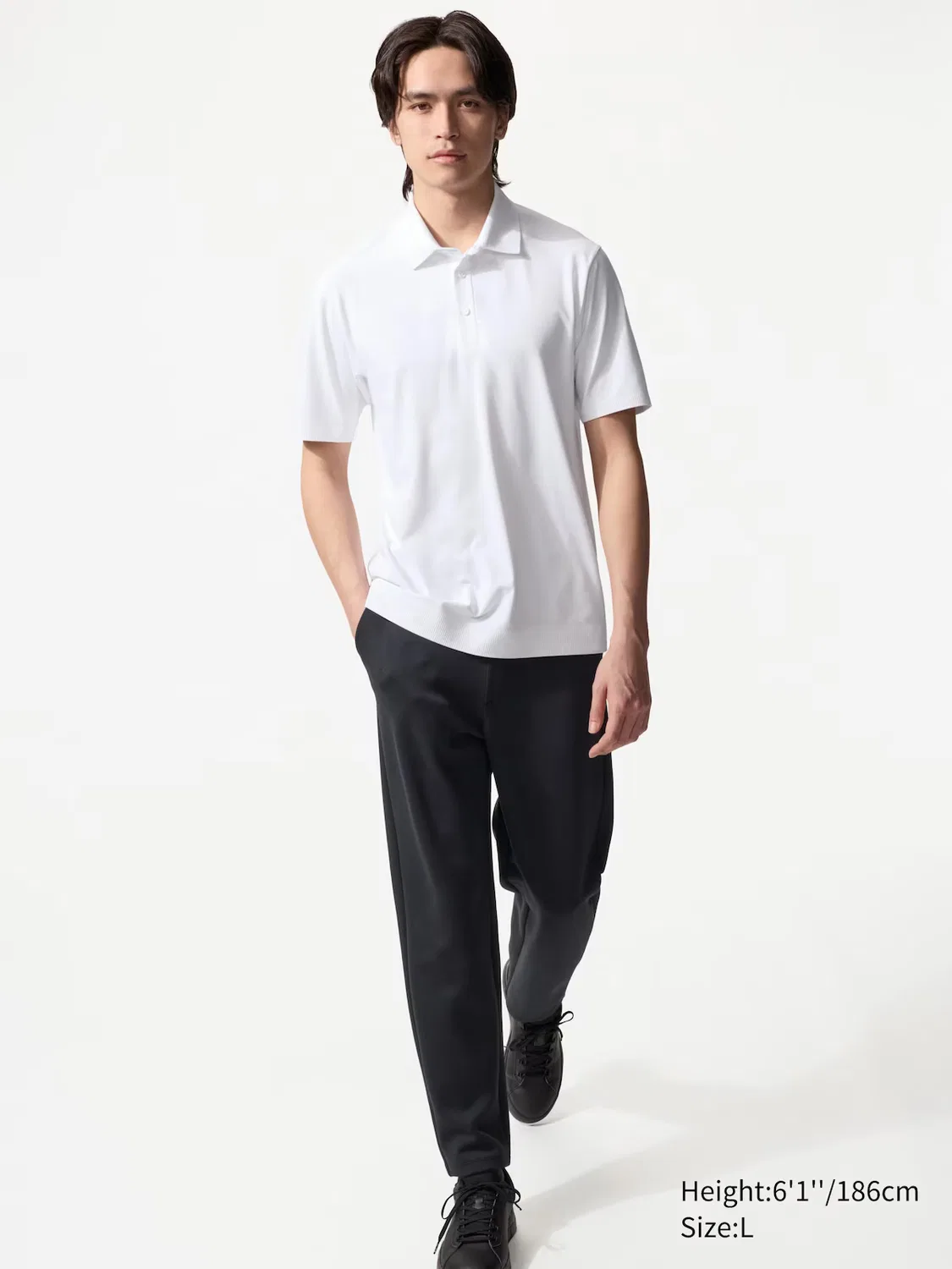 Рубашка поло Uniqlo Dry-Ex, для повседневной носки, черный — фото 4