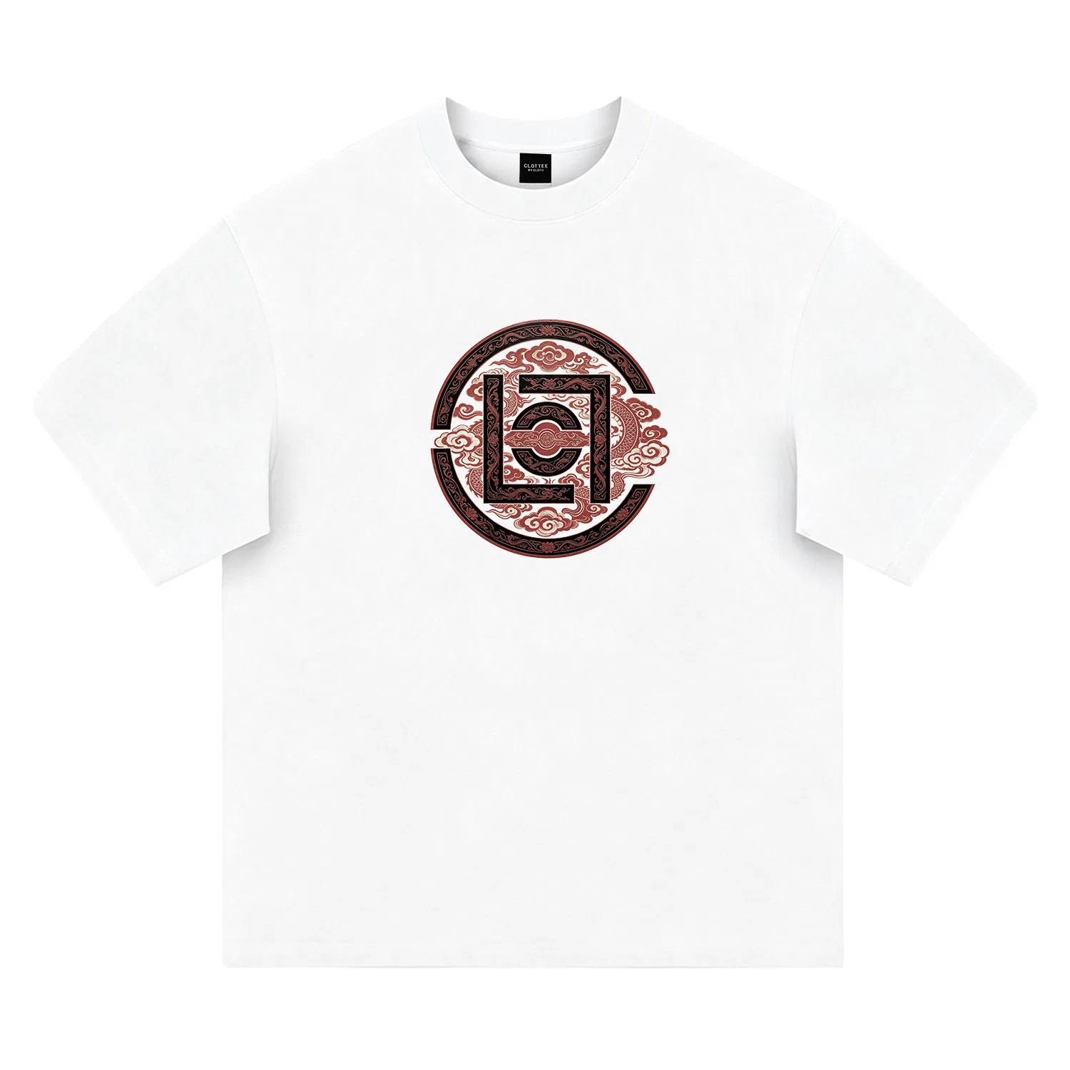 Детская футболка с круглым вырезом, средняя посадка, прямой крой, CLOT, White Heather Gray — фото 3