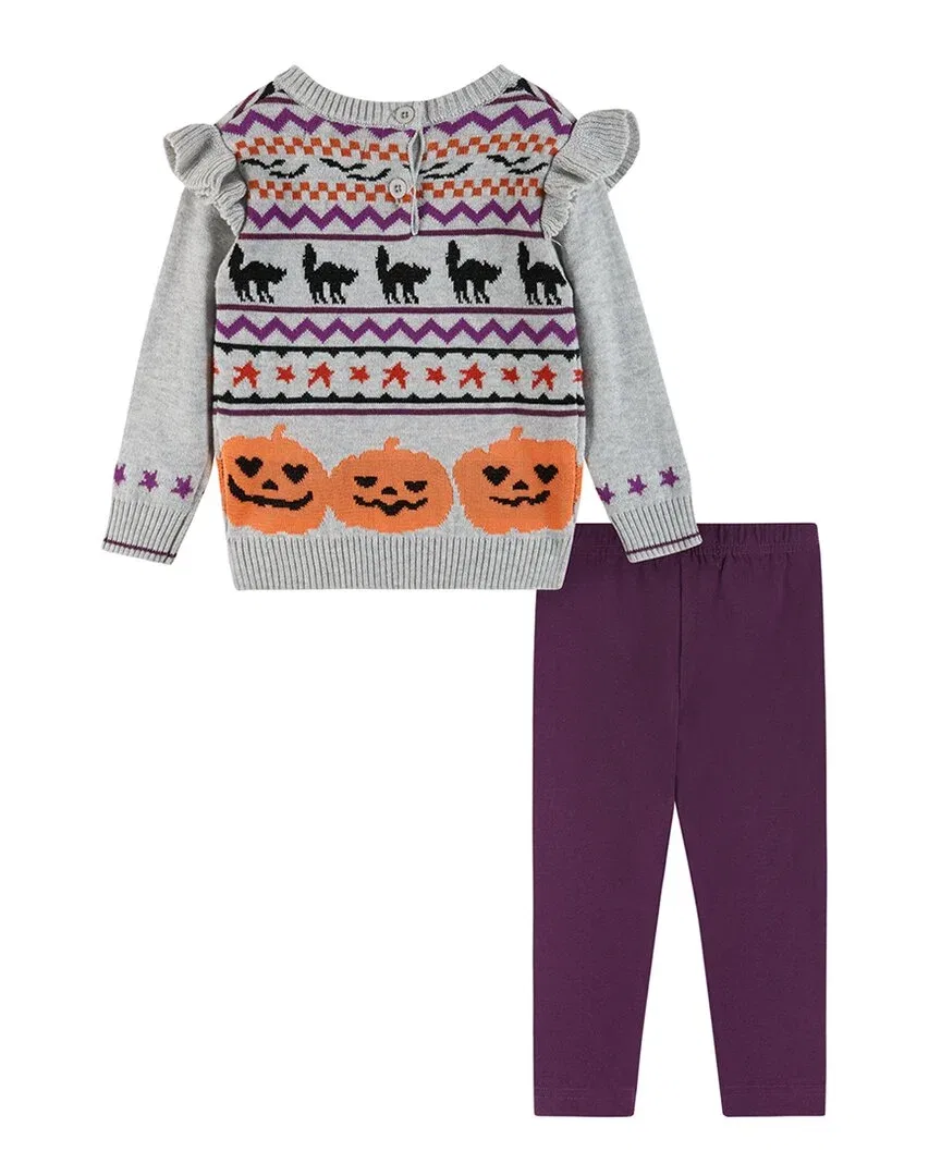 Детский комплект туники и леггинсов с осенним принтом Andy & Evan Halloween Fairisle, серый — фото 2