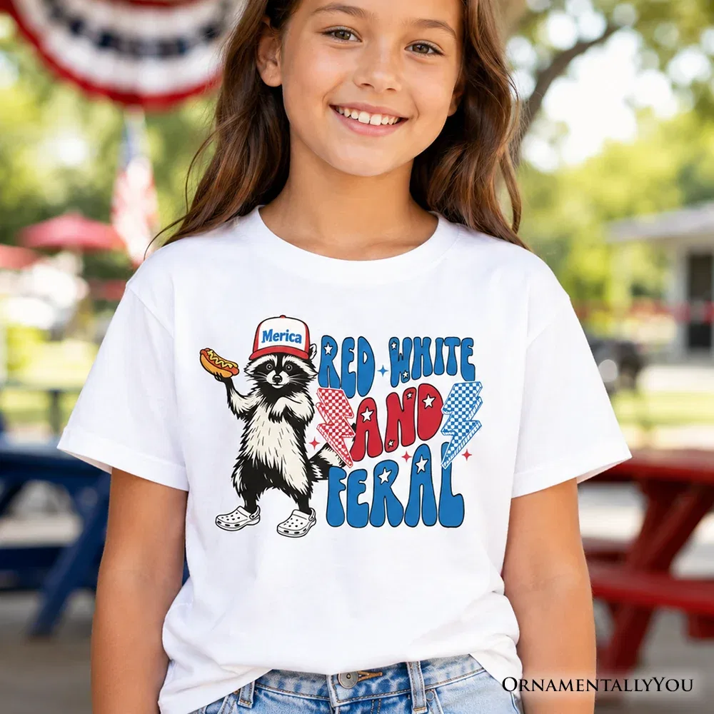 Детская футболка с принтом Wild Raccoon American Graphic OrnamentallyYou, White — фото 2