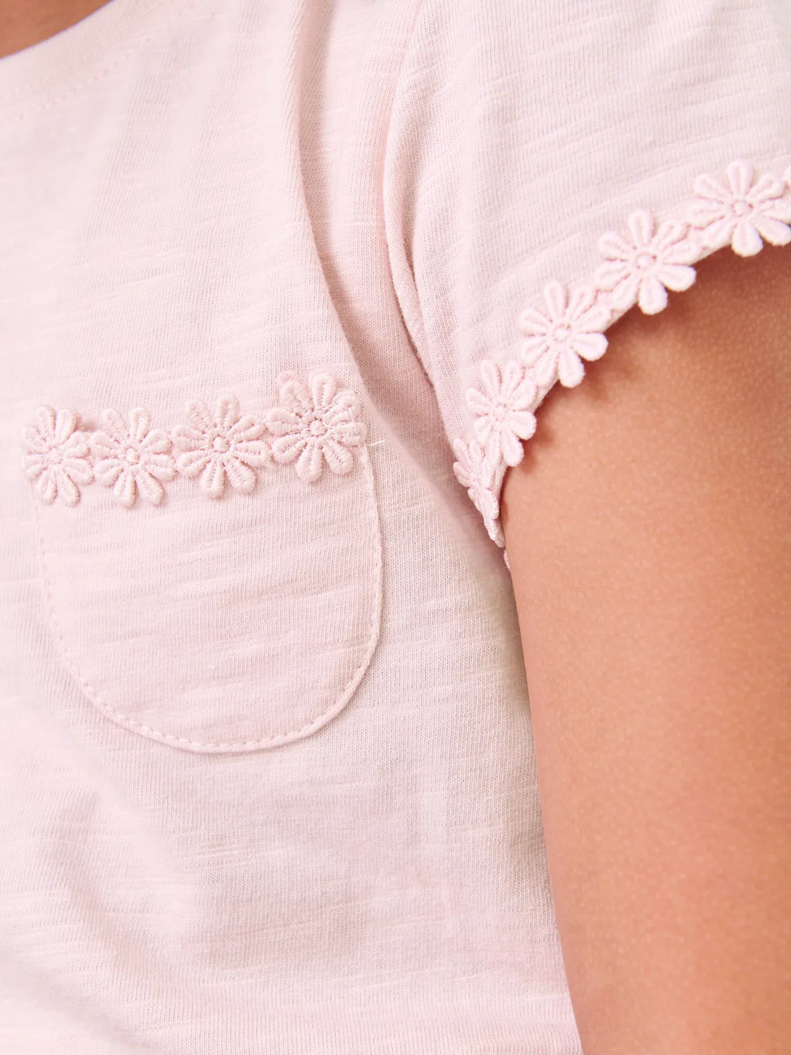Футболка с карманом и декором ромашки, Pink Daisy Pocket Next, розовый — фото 3