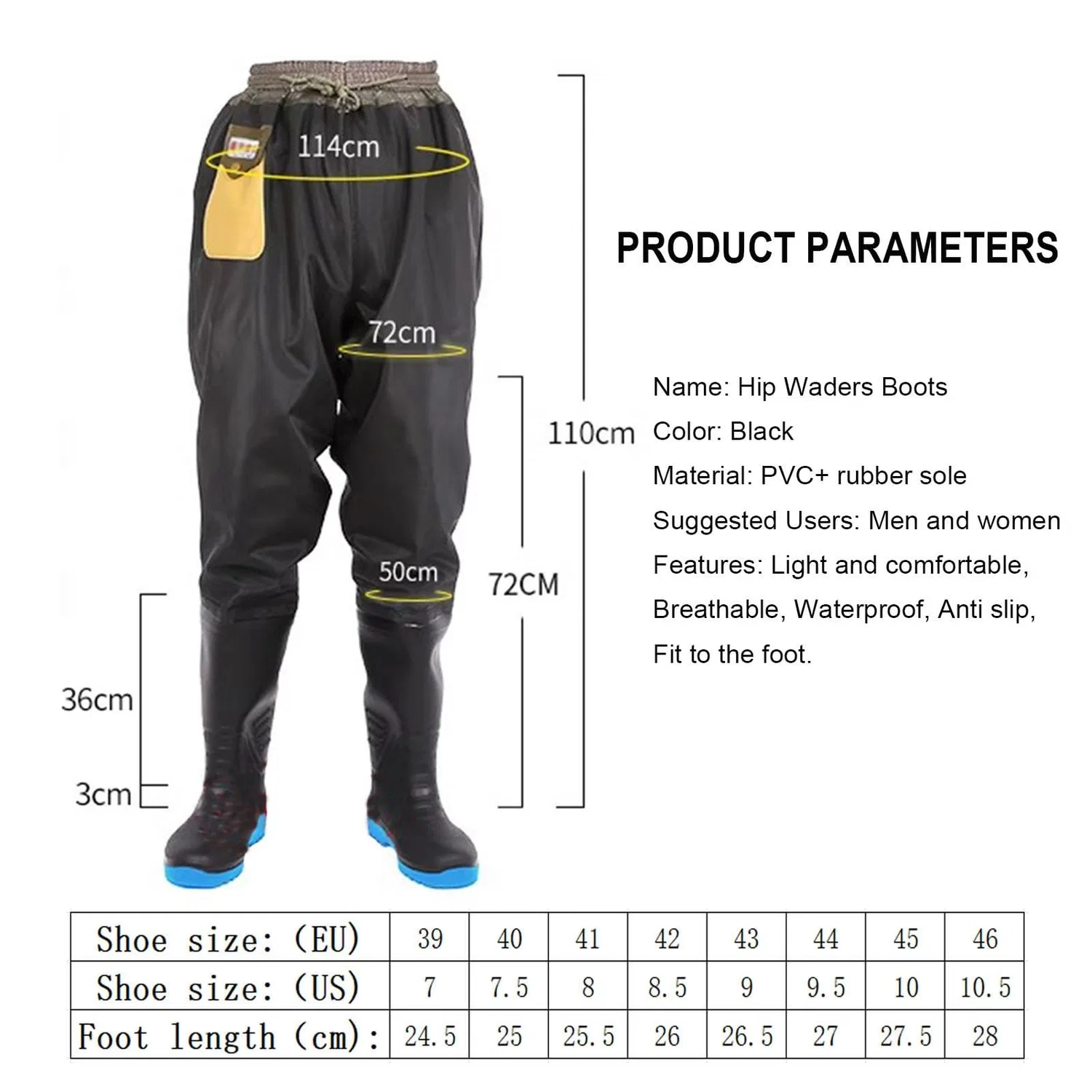 Мужские брюки-забродники легкие с карманами, модель Hip Waders, Nero — фото 2
