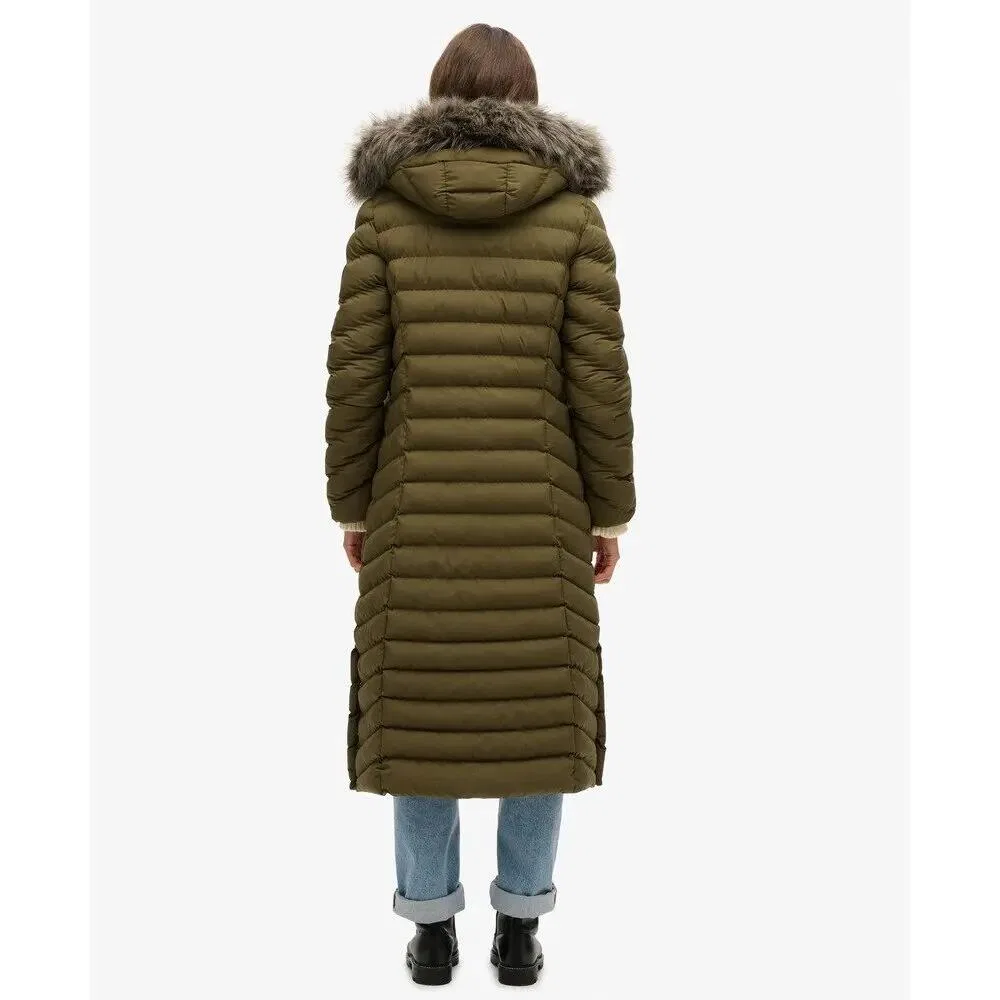 Женское длинное пальто с капюшоном Fuji Superdry, Зеленое — фото 4
