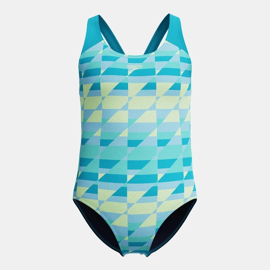 Детский купальник слитный с принтом Speedo Print Splashback, Бирюзовый