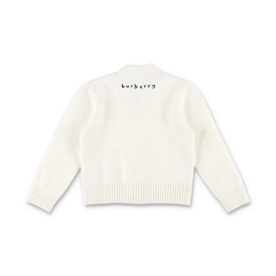 Кардиган с принтом лебедя Kids Swan Chunky-Knit Wool-Blend Burberry, Ivory — фото 2